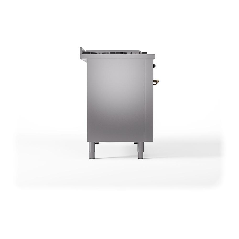 Ilve UN48FSQNMPSSBLP Ilve Un48Fsqnmpssblp Nostalgie Ii Noblesse 48" Dual Fuel Range (5 Sealed Burners + Griddle + French Top, Liquid Propane, Solid Door, Stainless Steel, Burnished)