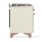 Ilve UM48FNR3AWP Ilve Um48Fnr3Awp Majestic Iii 48 Inch Dual Fuel Range With 8 Burners And Griddle, Dual Function Burner Up To 25,000 Btu (Natural Gas, Triple Glass Door, Antique White, Copper)