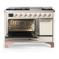 Ilve UM48FQNR3AWPLP Ilve Um48Fqnr3Awplp Majestic Iii 48 Inch Dual Fuel Range With 8 Burners And Griddle, Dual Function Burner Up To 25,000 Btu (Liquid Propane, Solid Door, Antique White, Copper)