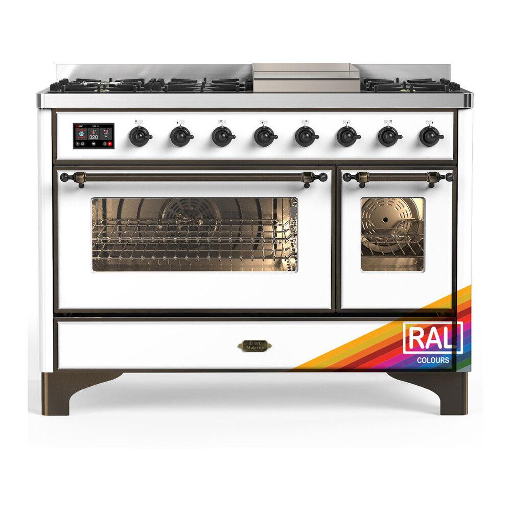 Ilve UM48FNR3RABLP Ilve Um48Fnr3Rablp Majestic Iii 48 Inch Dual Fuel Range With 8 Burners And Griddle, Dual Function Burner Up To 25,000 Btu (Liquid Propane, Triple Glass Door, Ral, Burnished)