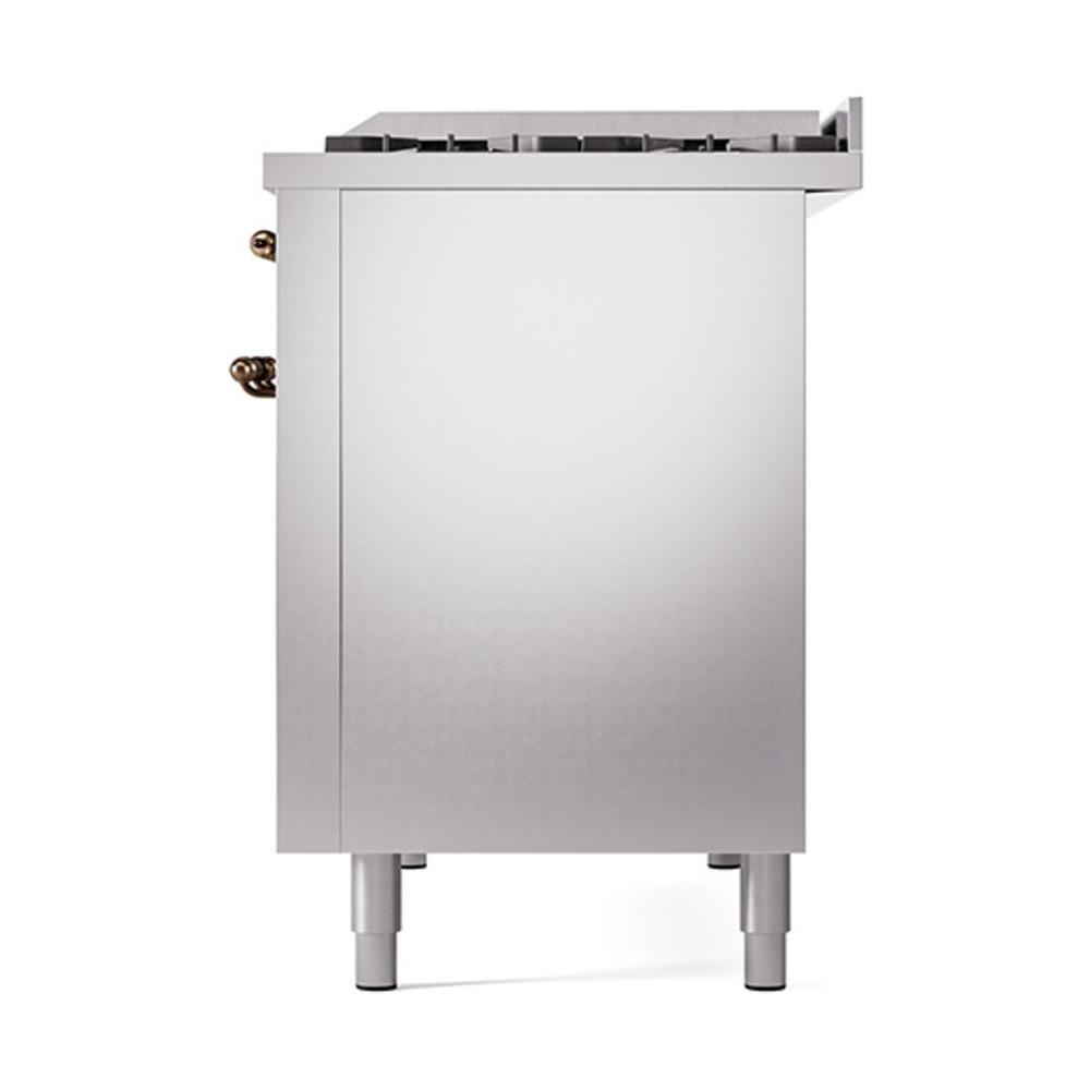 Ilve UN48FQNMPSSB Ilve Un48Fqnmpssb Nostalgie Ii Noblesse 48" Dual Fuel Range (8 Sealed Burners + Griddle, Natural Gas, Solid Door, Stainless Steel, Burnished)