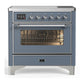 Ilve UMIB36NR3BGC Ilve Umib36Nr3Bgc Majestic Iii 36 Inch Induction Range With 6 Elements, 3.5 Cu. Ft. Total Oven Capacity (Triple Glass Door, Blue Grey, Chrome)