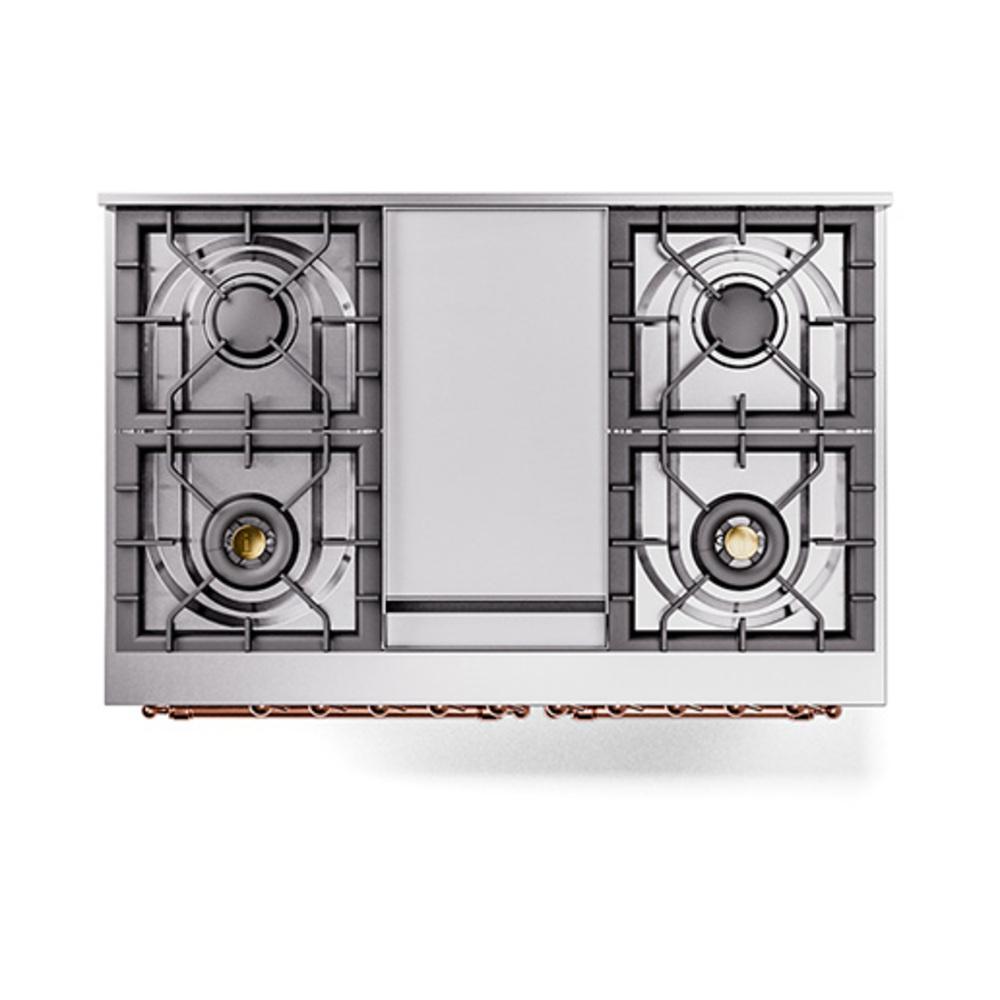 Ilve UND40FQNMPSSPLP Ilve Und40Fqnmpssplp Nostalgie Ii Noblesse 40" Dual Fuel Range (Liquid Propane, Solid Door, Stainless Steel, Copper)