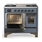 Ilve UMD40FNR3BGB Ilve Umd40Fnr3Bgb Majestic Iii 40 Inch Dual Fuel Range With 6 Burners And Griddle, Dual Function Burner Up To 25,000 Btu (Natural Gas, Triple Glass Door, Blue Grey, Burnished)