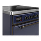 Ilve UMIB30QNR3MBB Ilve Umib30Qnr3Mbb Majestic Iii 30 Inch Induction Range With 4 Elements, 4 Cu. Ft. Oven Capacity (Solid Door, Midnight Blue, Burnished)