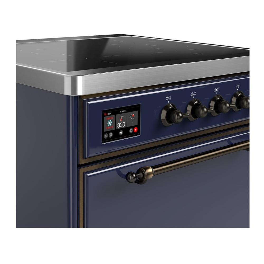 Ilve UMIB30QNR3MBB Ilve Umib30Qnr3Mbb Majestic Iii 30 Inch Induction Range With 4 Elements, 4 Cu. Ft. Oven Capacity (Solid Door, Midnight Blue, Burnished)