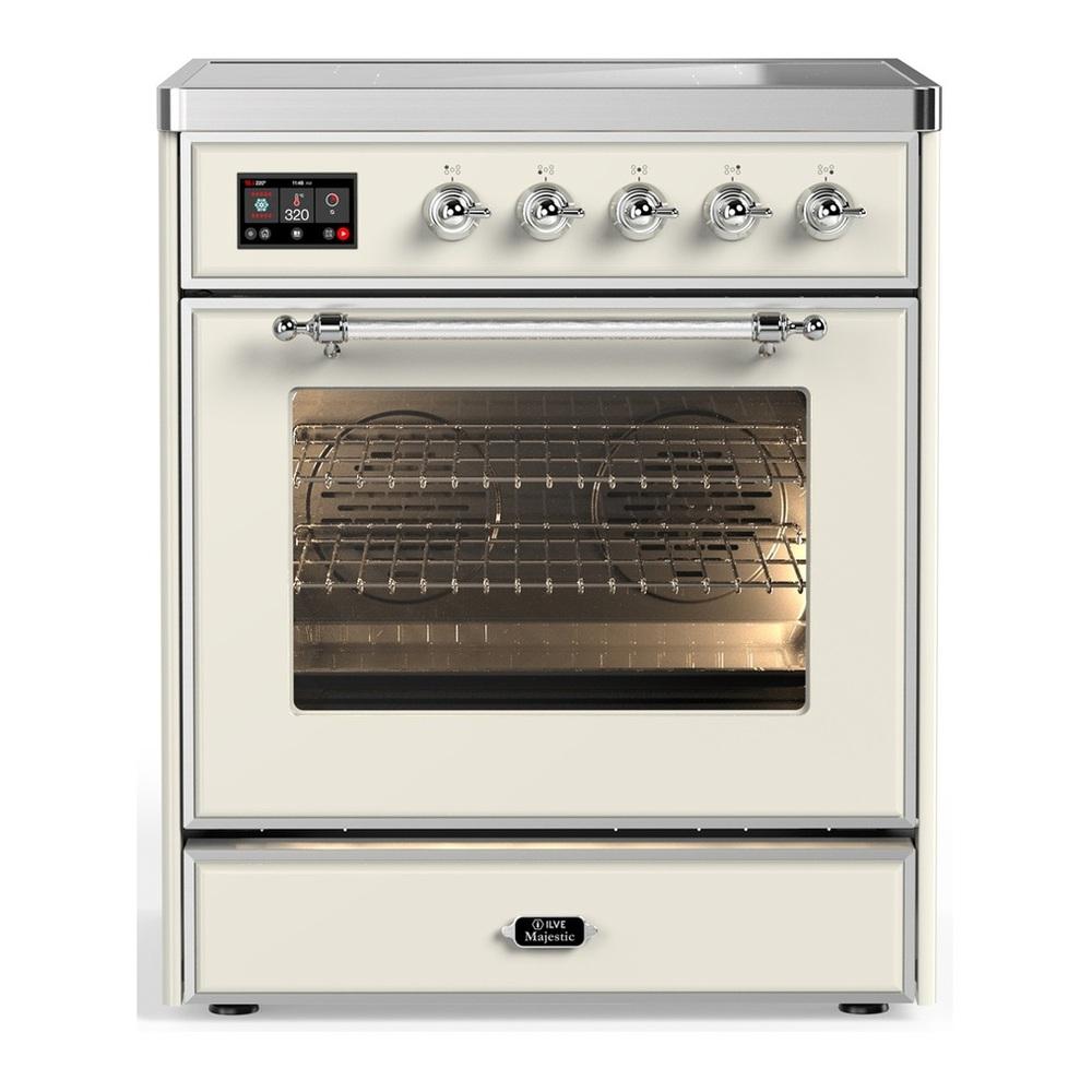 Ilve UMIB30NR3AWC Ilve Umib30Nr3Awc Majestic Iii 30 Inch Induction Range With 4 Elements, 4 Cu. Ft. Oven Capacity (Triple Glass Door, Antique White, Chrome)