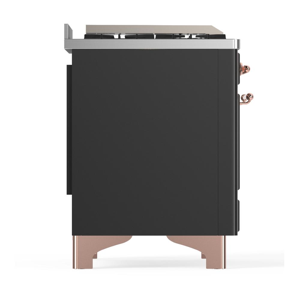 Ilve UM48FSQNR3MGPLP Ilve Um48Fsqnr3Mgplp Majestic Iii 48 Inch Dual Fuel Range With 5 Black Brass Burners, Griddle And French Top, Dual Function Burner Up To 25,000 Btu (Liquid Propane, Solid Door, Graphite Matte, Copper)