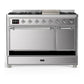 Ilve UM48FQNR3SSC Ilve Um48Fqnr3Ssc Majestic Iii 48 Inch Dual Fuel Range With 8 Burners And Griddle, Dual Function Burner Up To 25,000 Btu (Natural Gas, Solid Door, Stainless Steel, Chrome)