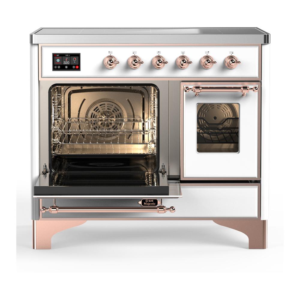 Ilve UMDIB40NR3WHP Ilve Umdib40Nr3Whp Majestic Iii 40 Inch Induction Range With 6 Elements, 3.82 Cu. Ft. Total Oven Capacity (Triple Glass Door, White, Copper)