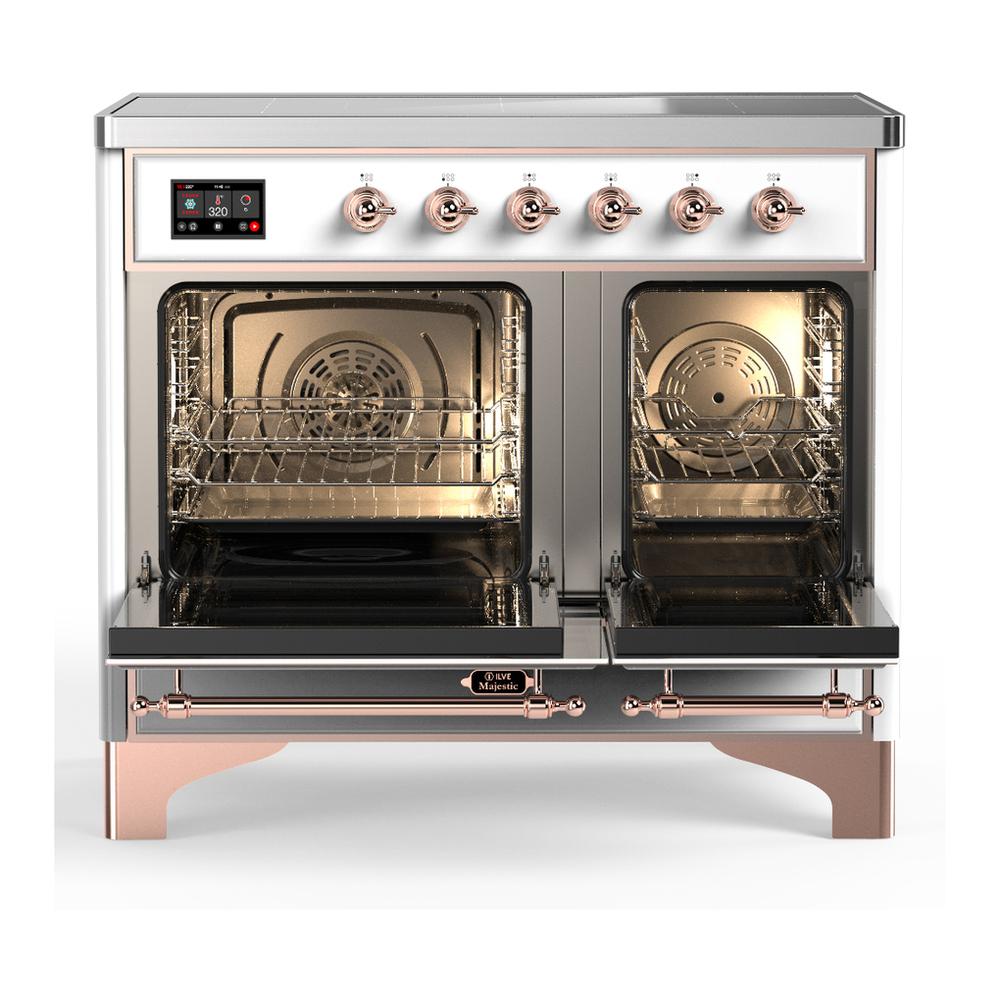 Ilve UMDIB40QNR3WHP Ilve Umdib40Qnr3Whp Majestic Iii 40 Inch Induction Range With 6 Elements, 3.82 Cu. Ft. Total Oven Capacity (Solid Door, White, Copper)