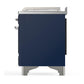 Ilve UM48FSQNR3MBCLP Ilve Um48Fsqnr3Mbclp Majestic Iii 48 Inch Dual Fuel Range With 5 Black Brass Burners, Griddle And French Top, Dual Function Burner Up To 25,000 Btu (Liquid Propane, Solid Door, Midnight Blue, Chrome)