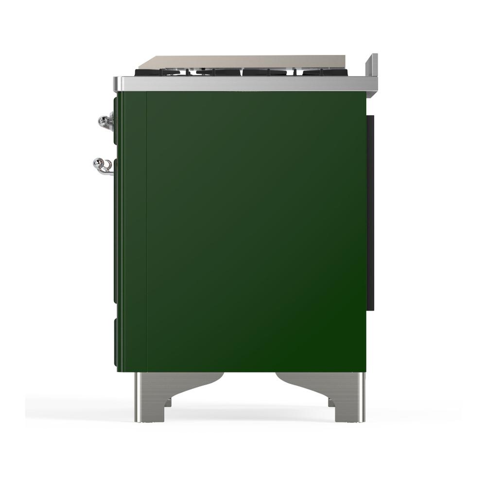 Ilve UMD40FNR3EGC Ilve Umd40Fnr3Egc Majestic Iii 40 Inch Dual Fuel Range With 6 Burners And Griddle, Dual Function Burner Up To 25,000 Btu (Natural Gas, Triple Glass Door, Emerald Green, Chrome)