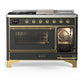 Ilve UM48FSNR3MGG Ilve Um48Fsnr3Mgg Majestic Iii 48 Inch Dual Fuel Range With 5 Black Brass Burners, Griddle And French Top, Dual Function Burner Up To 25,000 Btu (Natural Gas, Triple Glass Door, Graphite Matte, Brass)