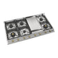 Ilve UHCP1265FNSSGLP Ilve Uhcp1265Fnssglp Nostalgie Ii 48 Inch Gas Cooktop With 8 Burners, Griddle, In Stainless Steel (Liquid Propane, Brass)