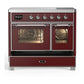 Ilve UMDIB40NR3BUC Ilve Umdib40Nr3Buc Majestic Iii 40 Inch Induction Range With 6 Elements, 3.82 Cu. Ft. Total Oven Capacity (Triple Glass Door, Burgundy, Chrome)