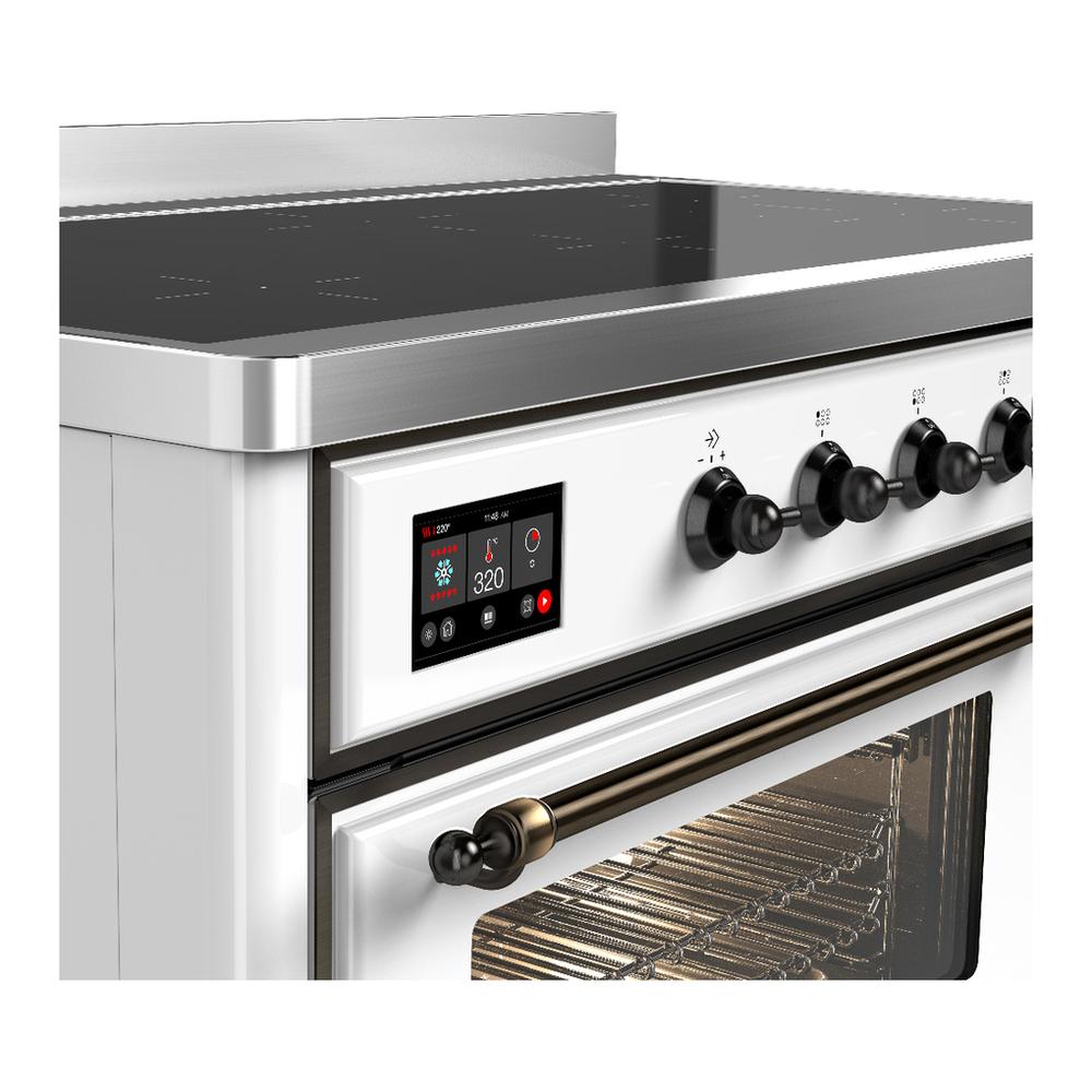 Ilve UMIB48NR3WHB Ilve Umib48Nr3Whb Majestic Iii 48 Inch Induction Range With 6 Elements, 5.02 Cu. Ft. Total Oven Capacity (Triple Glass Door, White, Burnished)