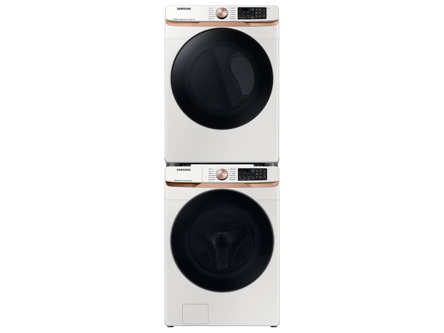 Samsung F1679513898170 Extra Large Capacity Smart Front Load Washer And Gas Dryer Set With Super Speed Wash, Steam Sanitize+, And Sensor Dry In Ivory