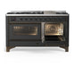 Ilve UM60FNR3MGBLP Ilve Um60Fnr3Mgblp Majestic Iii 60 Inch Dual Fuel Range With 9 Burners And Griddle, Dual Function Burner Up To 25,000 Btu (Liquid Propane, Triple Glass Door, Graphite Matte, Burnished)