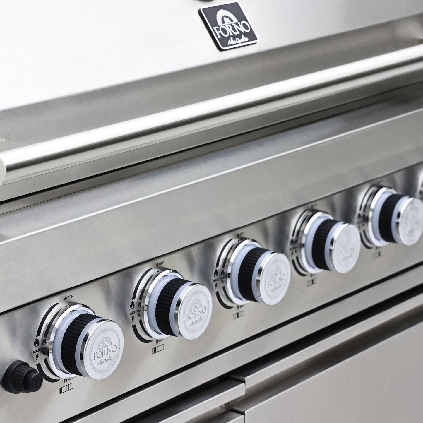 Forno FODKT2520BLK Forno Bulnes 40-Inch Bbq, 95,000 Btu, 5 Burners, Sear & Rotisserie Infrared With Side Burner, Stainless Steel Outdoor Kitchen With 1.8 Cu.Ft. Beverage Center & Black Granite Countertops