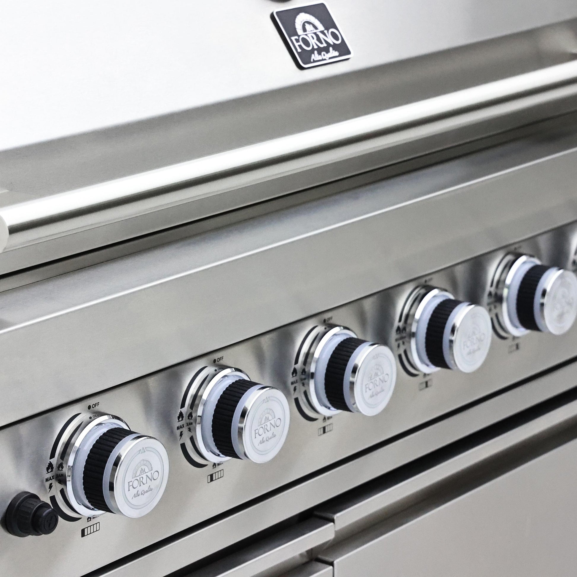 Forno FODKT2520BLK Forno Bulnes 40-Inch Bbq, 95,000 Btu, 5 Burners, Sear & Rotisserie Infrared With Side Burner, Stainless Steel Outdoor Kitchen With 1.8 Cu.Ft. Beverage Center & Black Granite Countertops