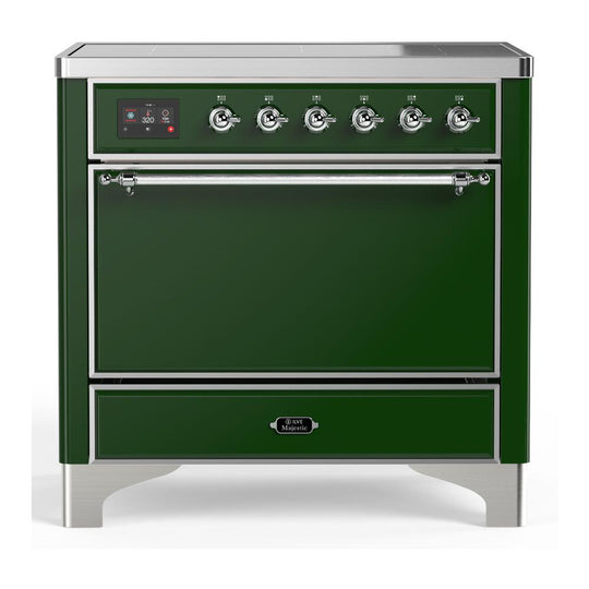 Ilve UMIB36QNR3EGC Ilve Umib36Qnr3Egc Majestic Iii 36 Inch Induction Range With 6 Elements, 3.5 Cu. Ft. Total Oven Capacity (Solid Door, Emerald Green, Chrome)