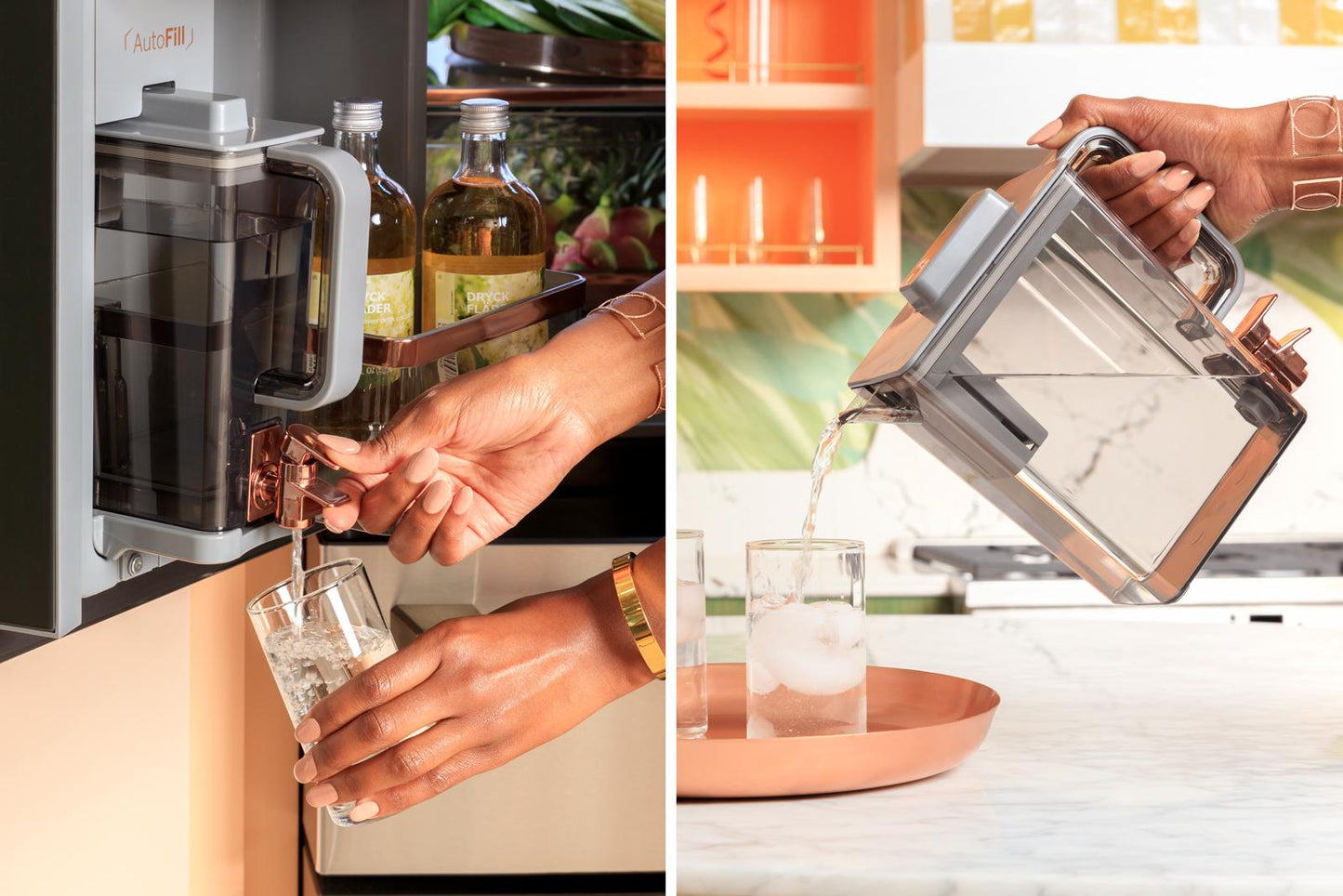 Cafe CHE23DM5WS5 Café™ Energy Star® 22.9 Cu. Ft. Smart Counter-Depth Quad-Door Refrigerator In Platinum Glass With Dual-Dispense Autofill Pitcher