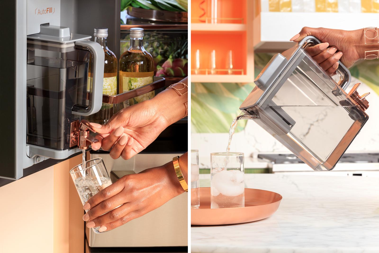 Cafe CHE23DM5WS5 Café™ Energy Star® 22.9 Cu. Ft. Smart Counter-Depth Quad-Door Refrigerator In Platinum Glass With Dual-Dispense Autofill Pitcher