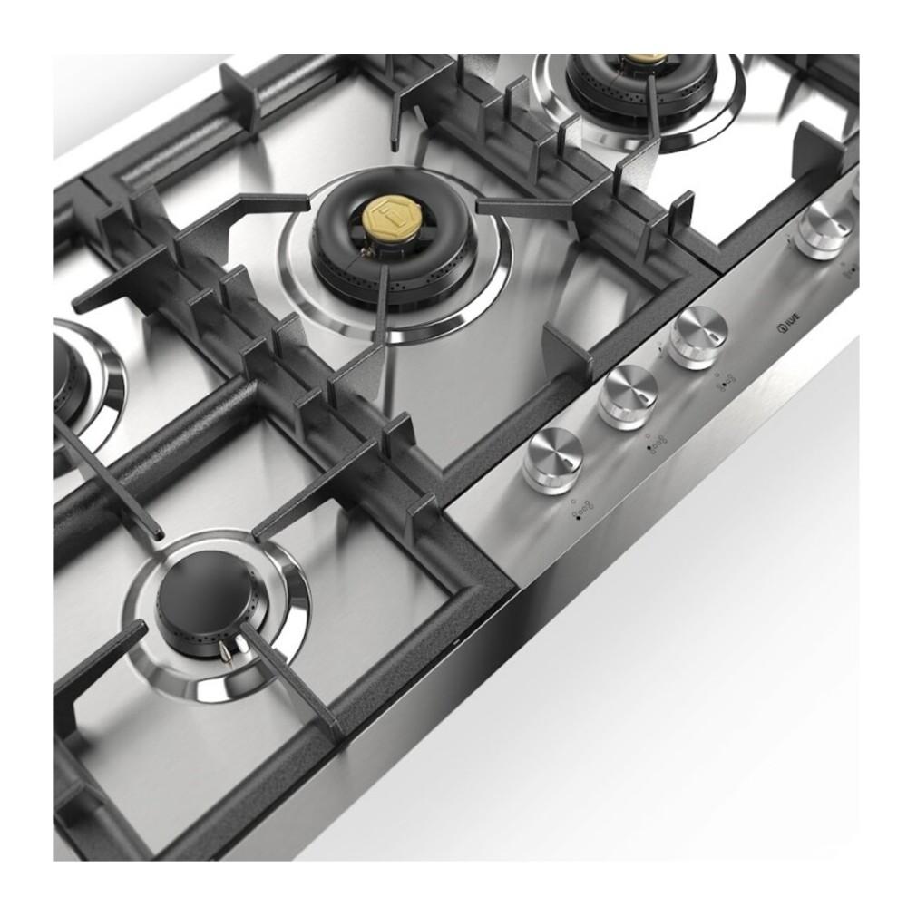 Ilve UHCPT125SSLP Ilve Uhcpt125Sslp Professional Plus Ii 48 Inch Built-In Gas Cooktop With Total Black Brass Burners, In Stainless Steel (6 Sealed Burners, Liquid Propane)