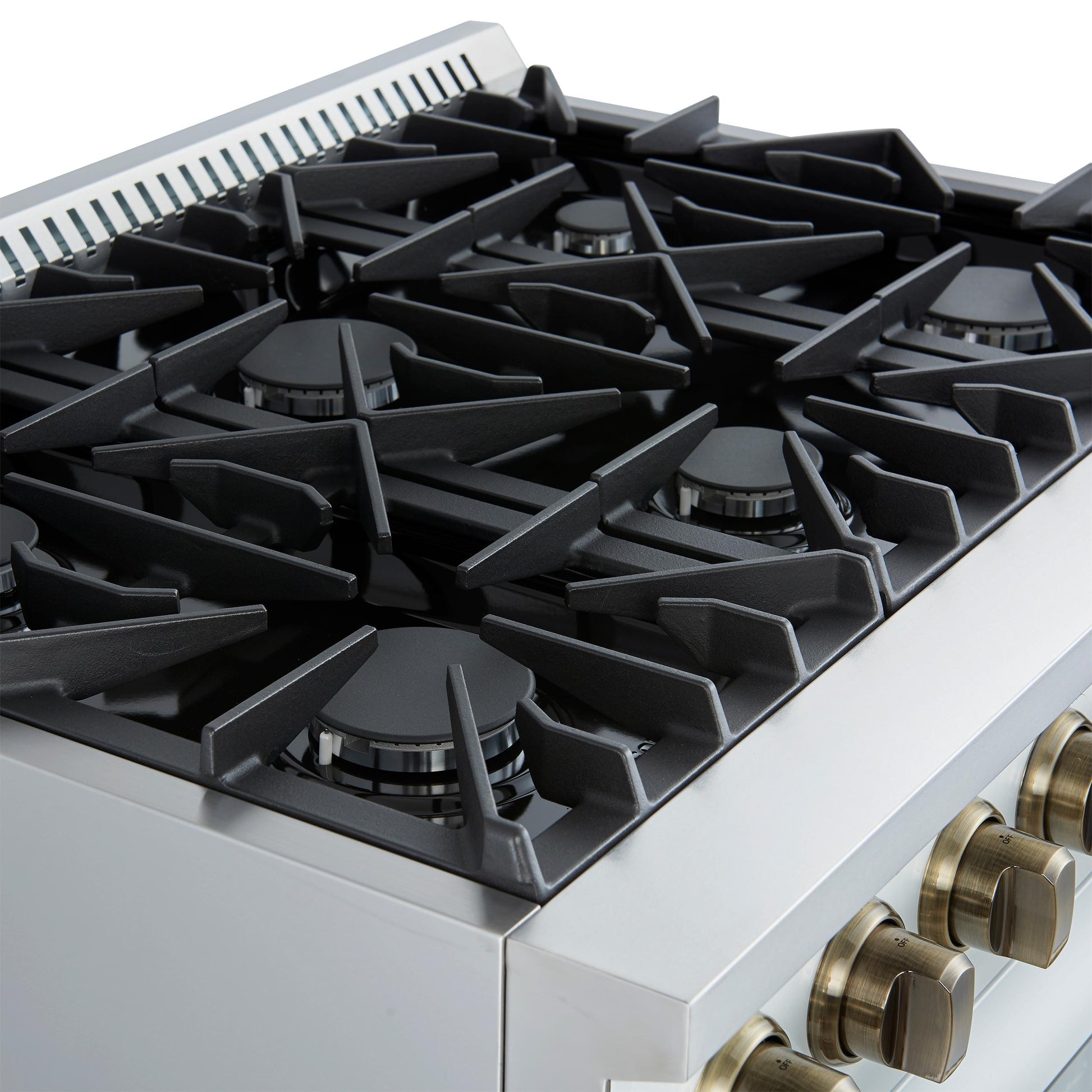 Forno FFSGS627736WHT Marco 36-Inch Gas Range White & Antique Brass Design, 6 Burners 67,000 Btu, 5.36 Cu.Ft. Convection Oven