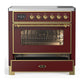 Ilve UMIB36NR3BUG Ilve Umib36Nr3Bug Majestic Iii 36 Inch Induction Range With 6 Elements, 3.5 Cu. Ft. Total Oven Capacity (Triple Glass Door, Burgundy, Brass)