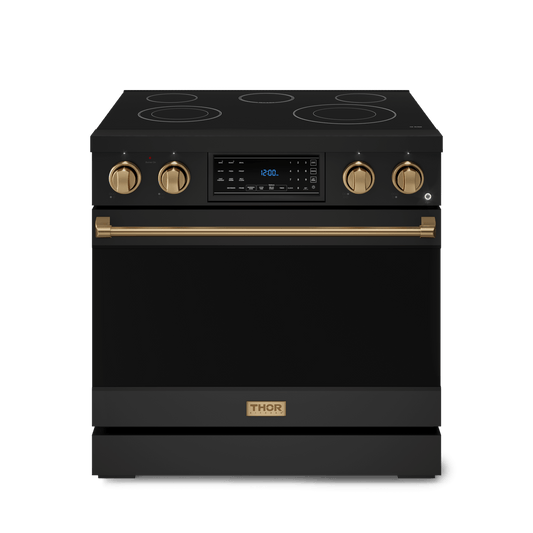 Thor Kitchen RSE36BBRZ 36 Inch Professional Electric Range With Tilt Panel Touch Control In Black/Bronze Gordon Ramsay Series - Rse36B-Brz