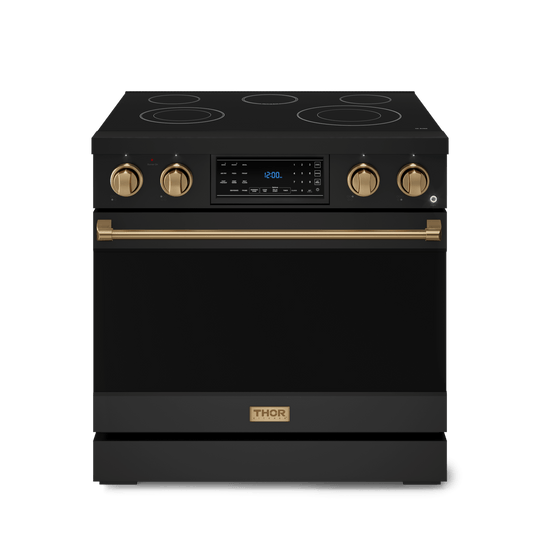 Thor Kitchen RSE36BBRZ 36 Inch Professional Electric Range With Tilt Panel Touch Control In Black/Bronze Gordon Ramsay Series - Rse36B-Brz