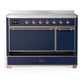 Ilve UMIB48QNR3MBP Ilve Umib48Qnr3Mbp Majestic Iii 48 Inch Induction Range With 6 Elements, 5.02 Cu. Ft. Total Oven Capacity (Solid Door, Midnight Blue, Copper)