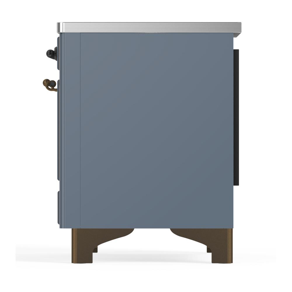 Ilve UMDIB40QNR3BGB Ilve Umdib40Qnr3Bgb Majestic Iii 40 Inch Induction Range With 6 Elements, 3.82 Cu. Ft. Total Oven Capacity (Solid Door, Blue Grey, Burnished)