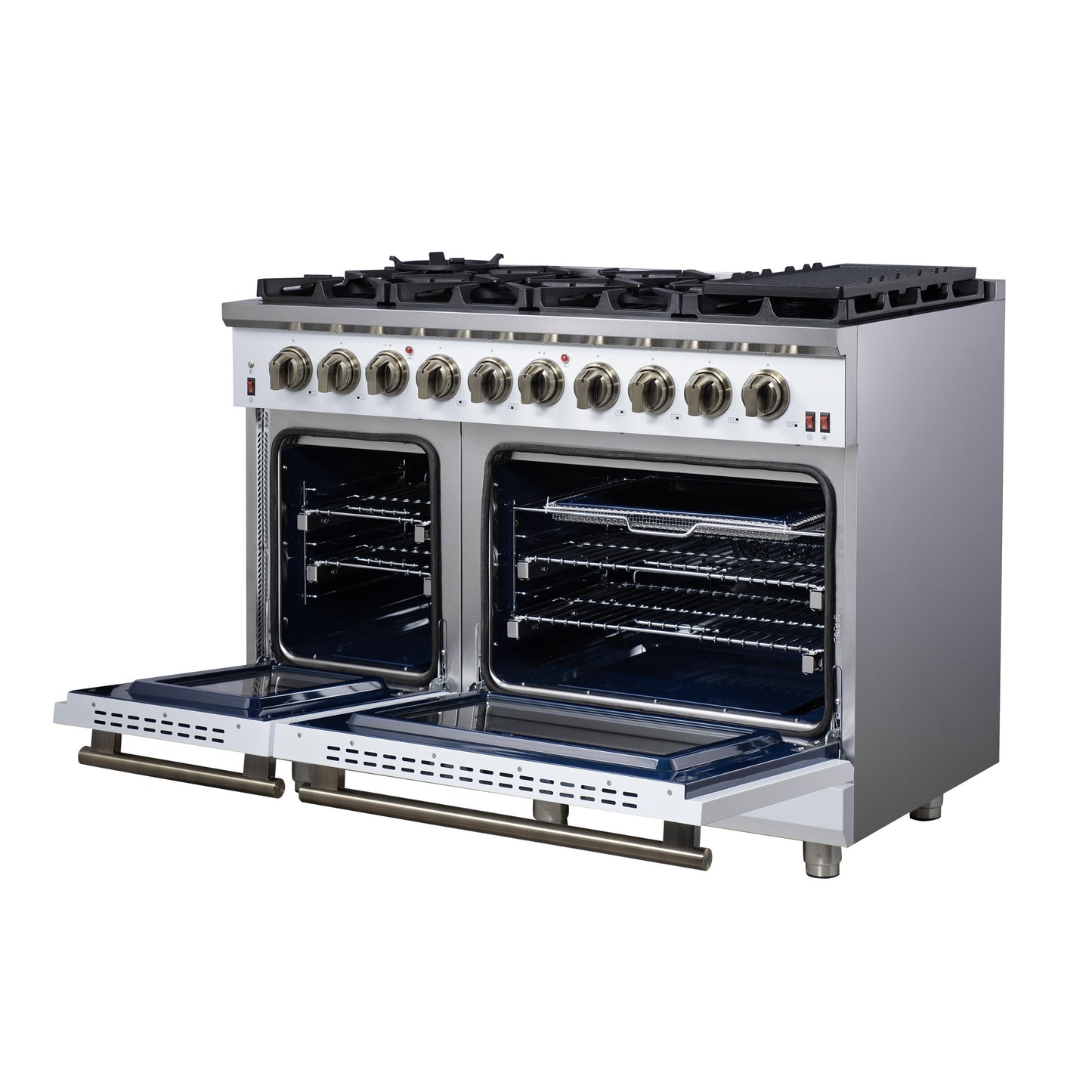 Forno FFSGS623948WHT Forno Massimo 48-Inch White Freestanding Gas Range, 8 Burners, True Convection Oven