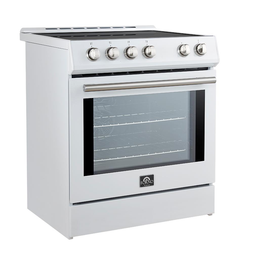 Forno FFSIN098230WHT Forno Leonardo Espresso 30-Inch Slide-In White Induction Range, Convection Oven, 5 Cooking Zones, Touch Control Panel