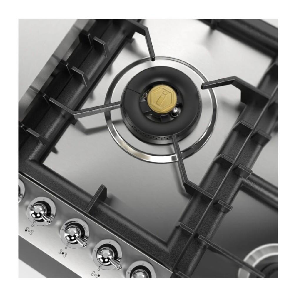 Ilve UHCPT95FNSSC Ilve Uhcpt95Fnssc Nostalgie Ii 36 Inch Built-In Gas Cooktop With Total Black Brass Burners, In Stainless Steel (5 Sealed Burners + Griddle, Natural Gas, Chrome)