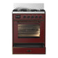 Ilve UM30NR3BUBLP Ilve Um30Nr3Bublp Majestic Iii 30 Inch Dual Fuel Range With 5 Black Brass Burners, Dual Function Burner Up To 25,000 Btu (Liquid Propane, Triple Glass Door, Burgundy, Burnished)