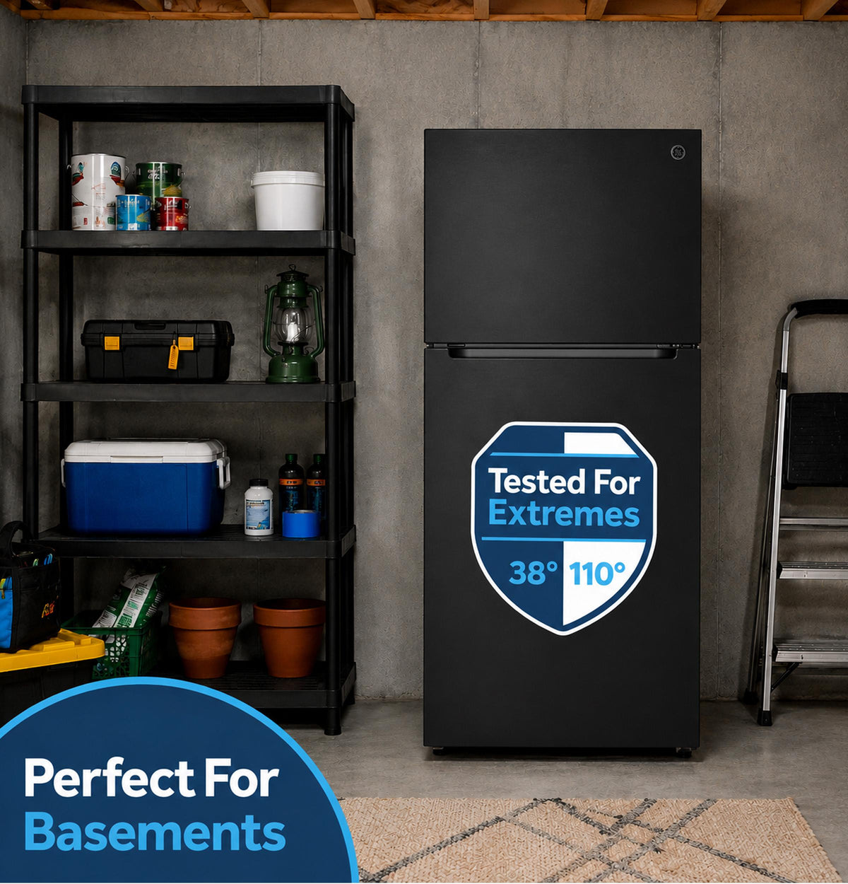 Ge Appliances GPS19KGZBB Ge 19 Cu. Ft. Garage Ready Top-Freezer Refrigerator