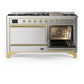 Ilve UM60FQNR3SSGLP Ilve Um60Fqnr3Ssglp Majestic Iii 60 Inch Dual Fuel Range With 9 Burners And Griddle, Dual Function Burner Up To 25,000 Btu (Liquid Propane, Solid Door, Stainless Steel, Brass)