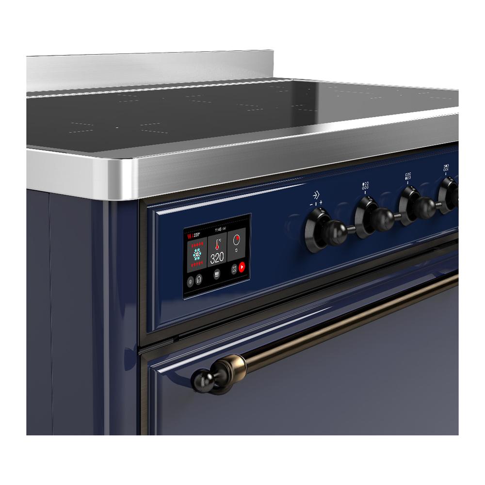 Ilve UMIB48QNR3MBB Ilve Umib48Qnr3Mbb Majestic Iii 48 Inch Induction Range With 6 Elements, 5.02 Cu. Ft. Total Oven Capacity (Solid Door, Midnight Blue, Burnished)