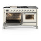 Ilve UM60FSNR3AWCLP Ilve Um60Fsnr3Awclp Majestic Iii 60 Inch Dual Fuel Range With 7 Burners, Griddle And French Top, Dual Function Burner With Up To 25,000 Btu (Liquid Propane, Triple Glass Door, Antique White, Chrome)