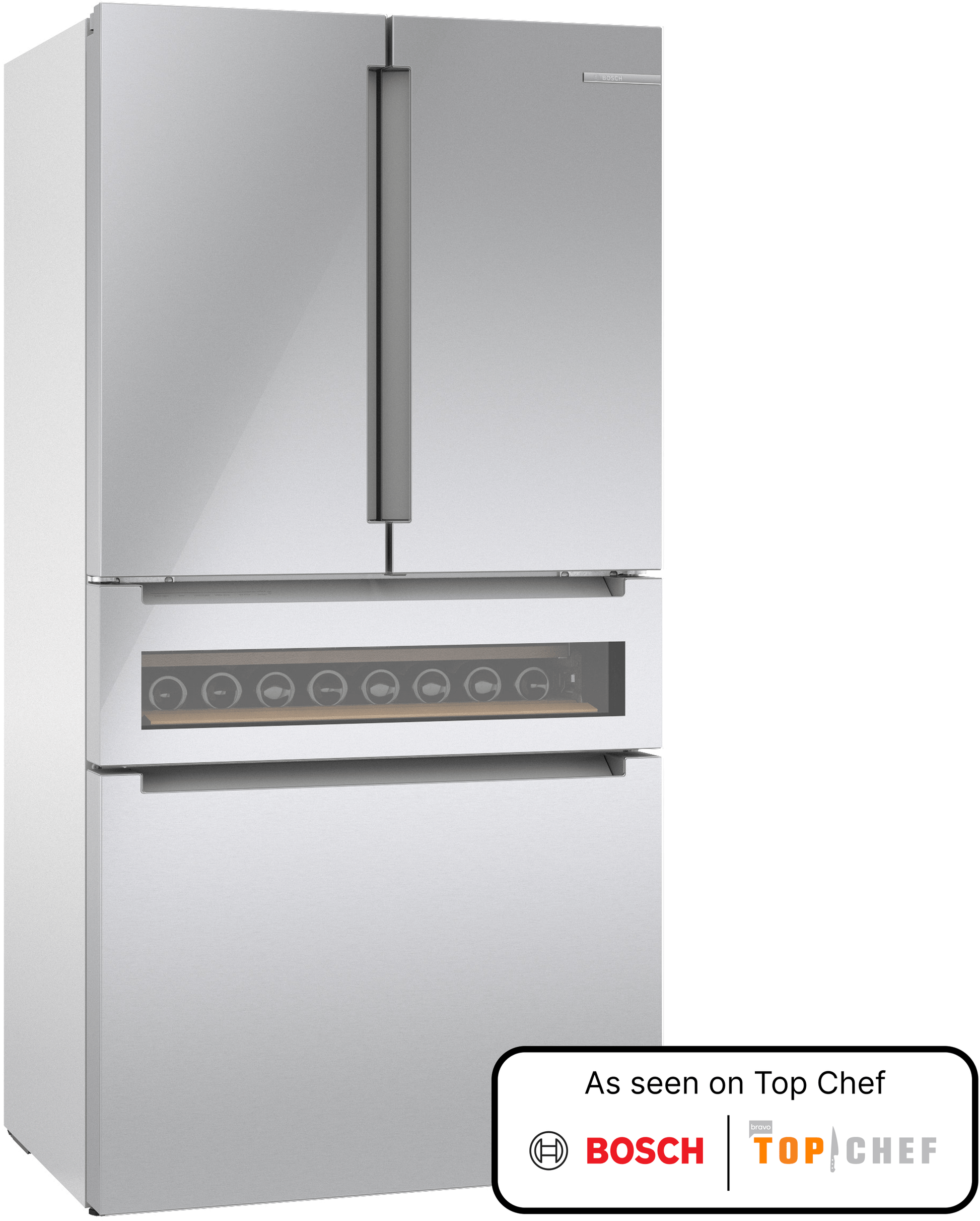 Bosch B36CL84ENG 800 Series, French Door Bottom Mount Refrigerator, Glass Door, 36'', Stainless Steel