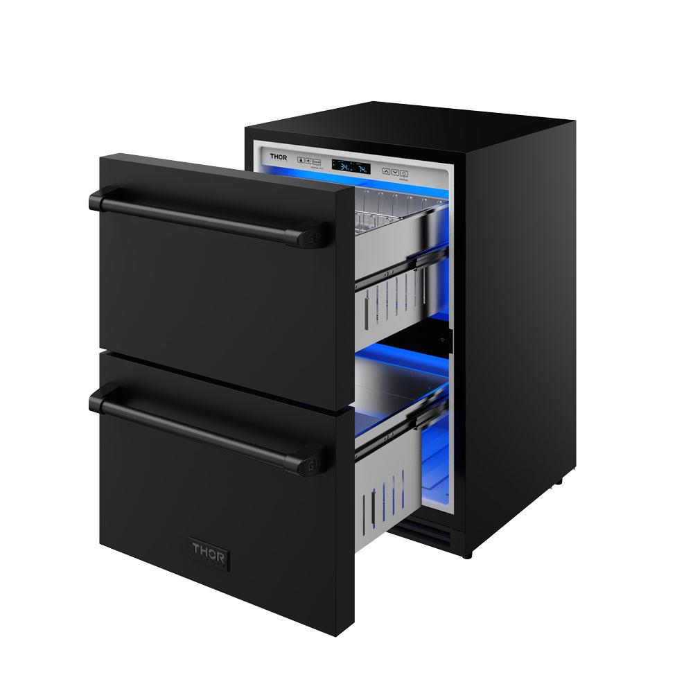 Thor Kitchen RF24UB 24 Inch Undercounter Built-In Or Freestanding Drawer Refrigerator - Black Gordon Ramsay Series