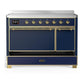 Ilve UMIB48QNR3MBG Ilve Umib48Qnr3Mbg Majestic Iii 48 Inch Induction Range With 6 Elements, 5.02 Cu. Ft. Total Oven Capacity (Solid Door, Midnight Blue, Brass)