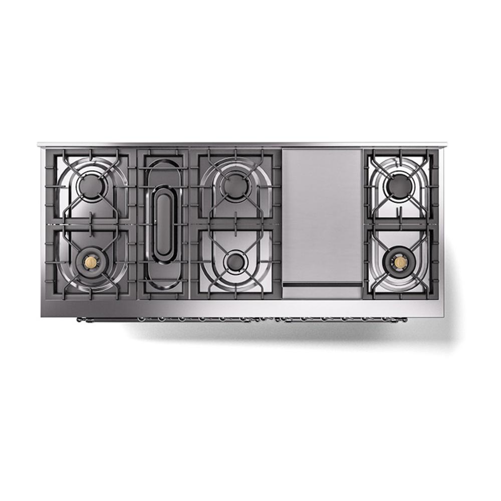 Ilve UN60FQNMPBUCLP Ilve Un60Fqnmpbuclp Nostalgie Ii Noblesse 60" Dual Fuel Range (9 Sealed Burners + Griddle, Liquid Propane, Solid Door, Burgundy, Chrome)