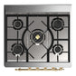 Ilve UM30NR3BKGLP Ilve Um30Nr3Bkglp Majestic Iii 30 Inch Dual Fuel Range With 5 Black Brass Burners, Dual Function Burner Up To 25,000 Btu (Liquid Propane, Triple Glass Door, Glossy Black, Brass)