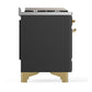 Ilve UM60FSNR3MGG Ilve Um60Fsnr3Mgg Majestic Iii 60 Inch Dual Fuel Range With 7 Burners, Griddle And French Top, Dual Function Burner With Up To 25,000 Btu (Natural Gas, Triple Glass Door, Graphite Matte, Brass)