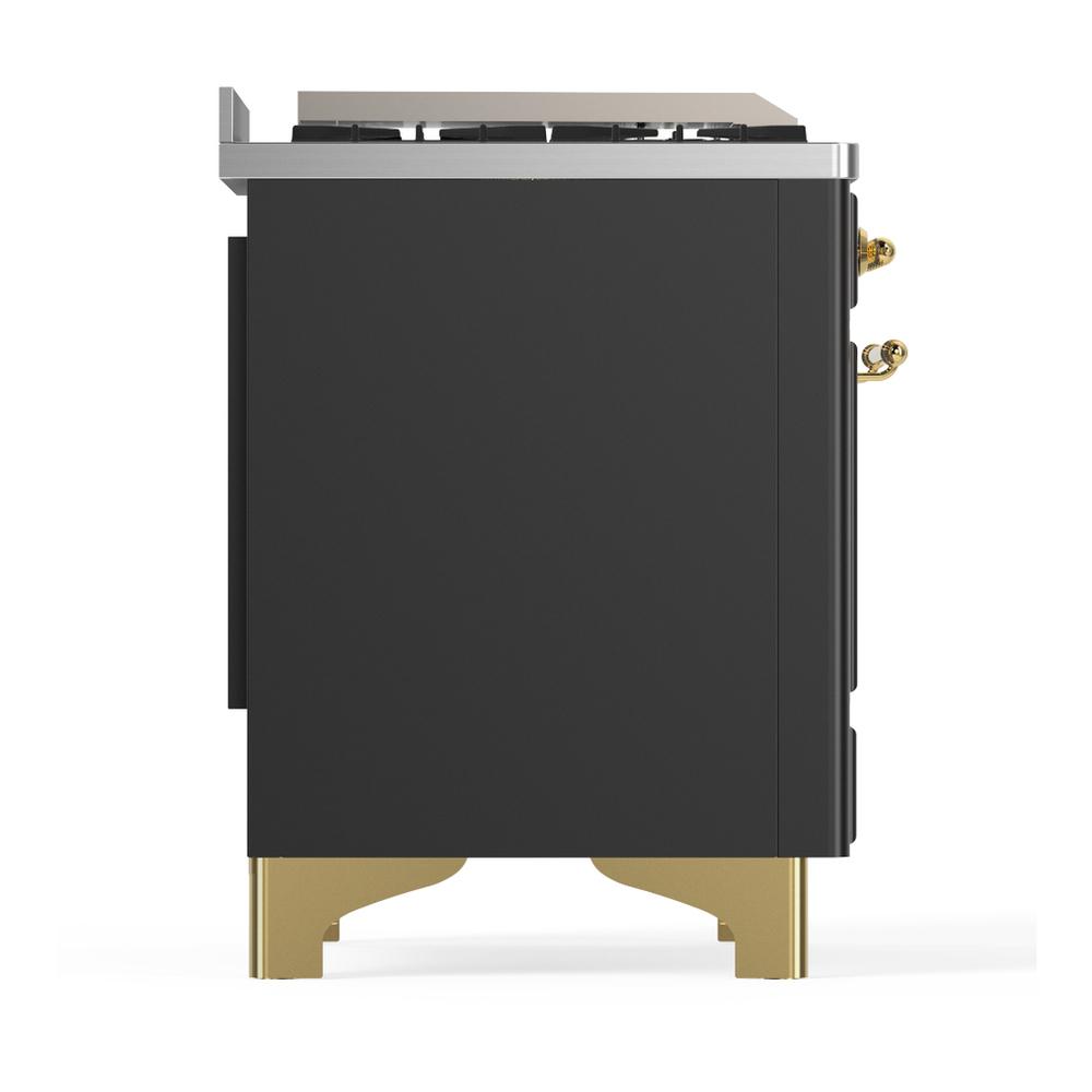 Ilve UM60FSNR3MGG Ilve Um60Fsnr3Mgg Majestic Iii 60 Inch Dual Fuel Range With 7 Burners, Griddle And French Top, Dual Function Burner With Up To 25,000 Btu (Natural Gas, Triple Glass Door, Graphite Matte, Brass)